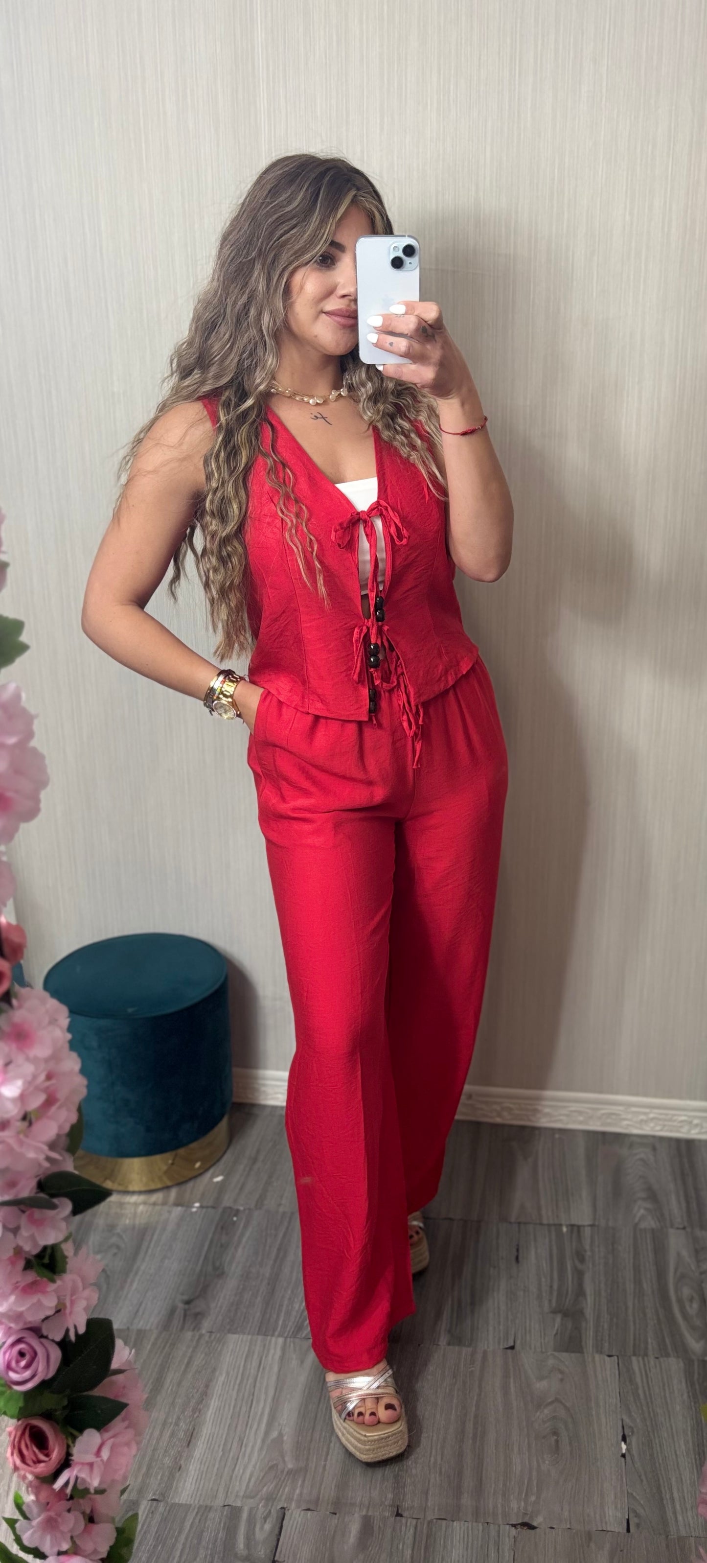 Conjunto chaleco rojo