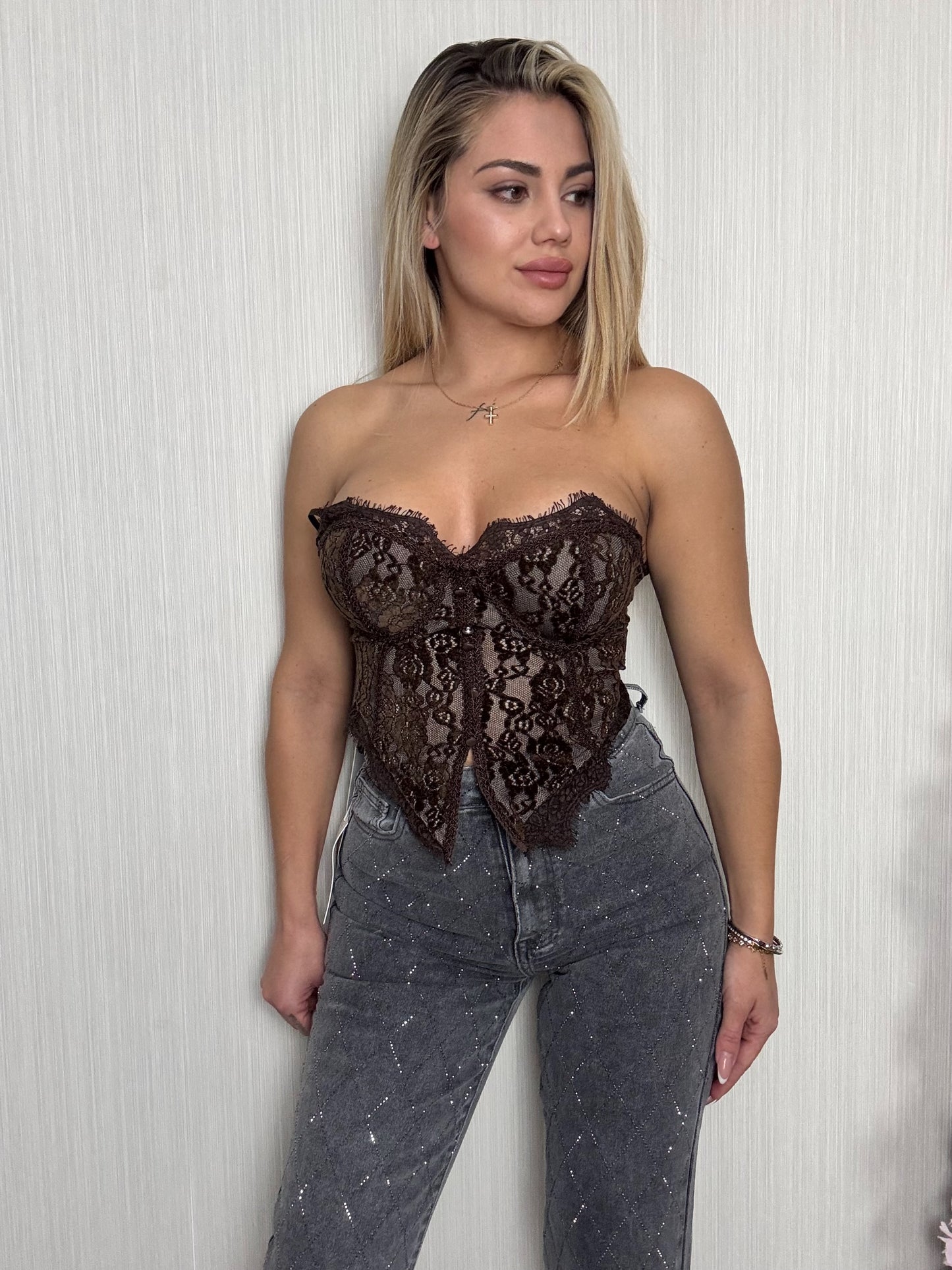 Corset choco terciopelo