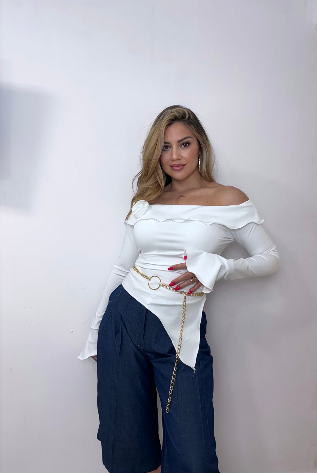 Camiseta flor blanca