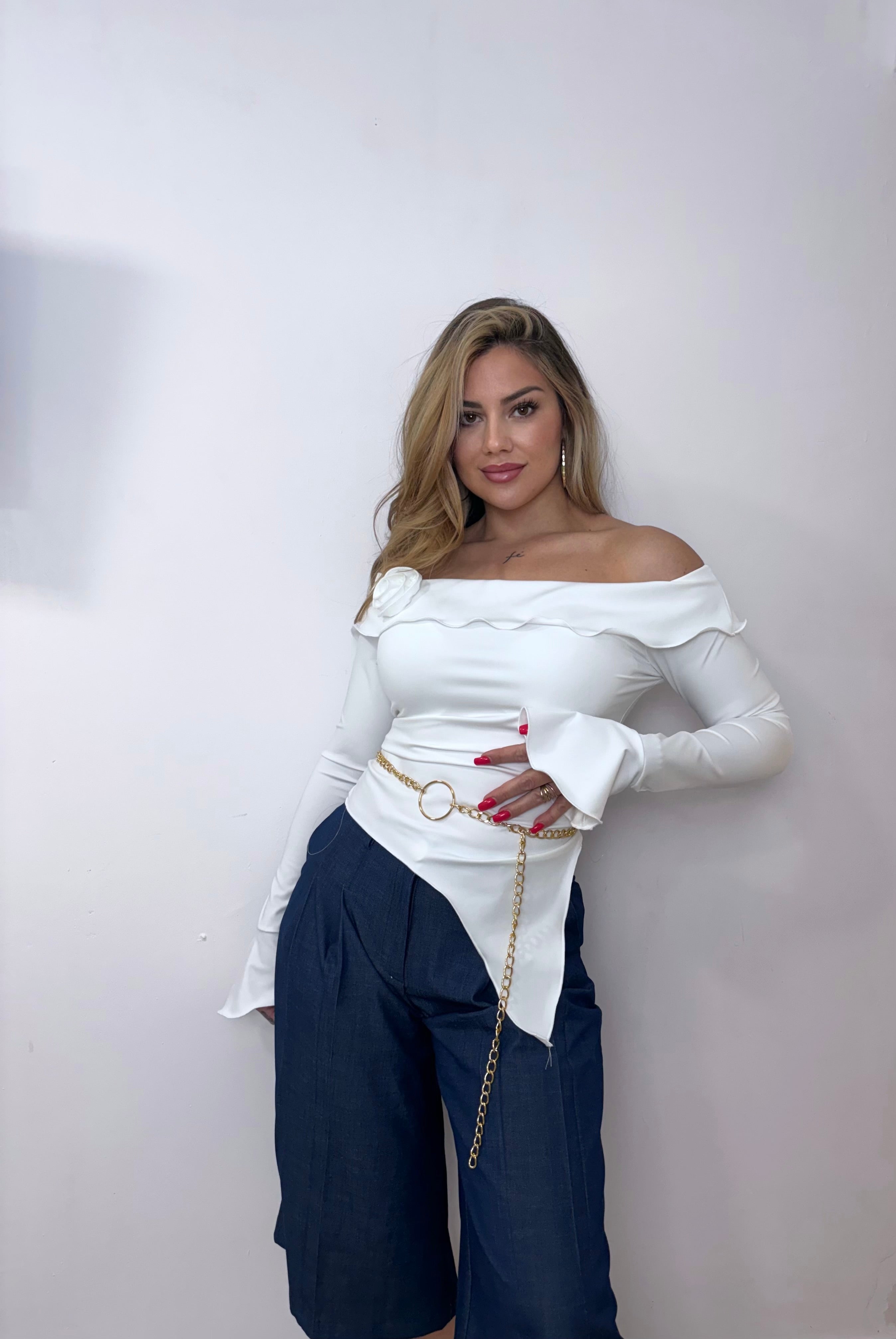 Camiseta flor blanca