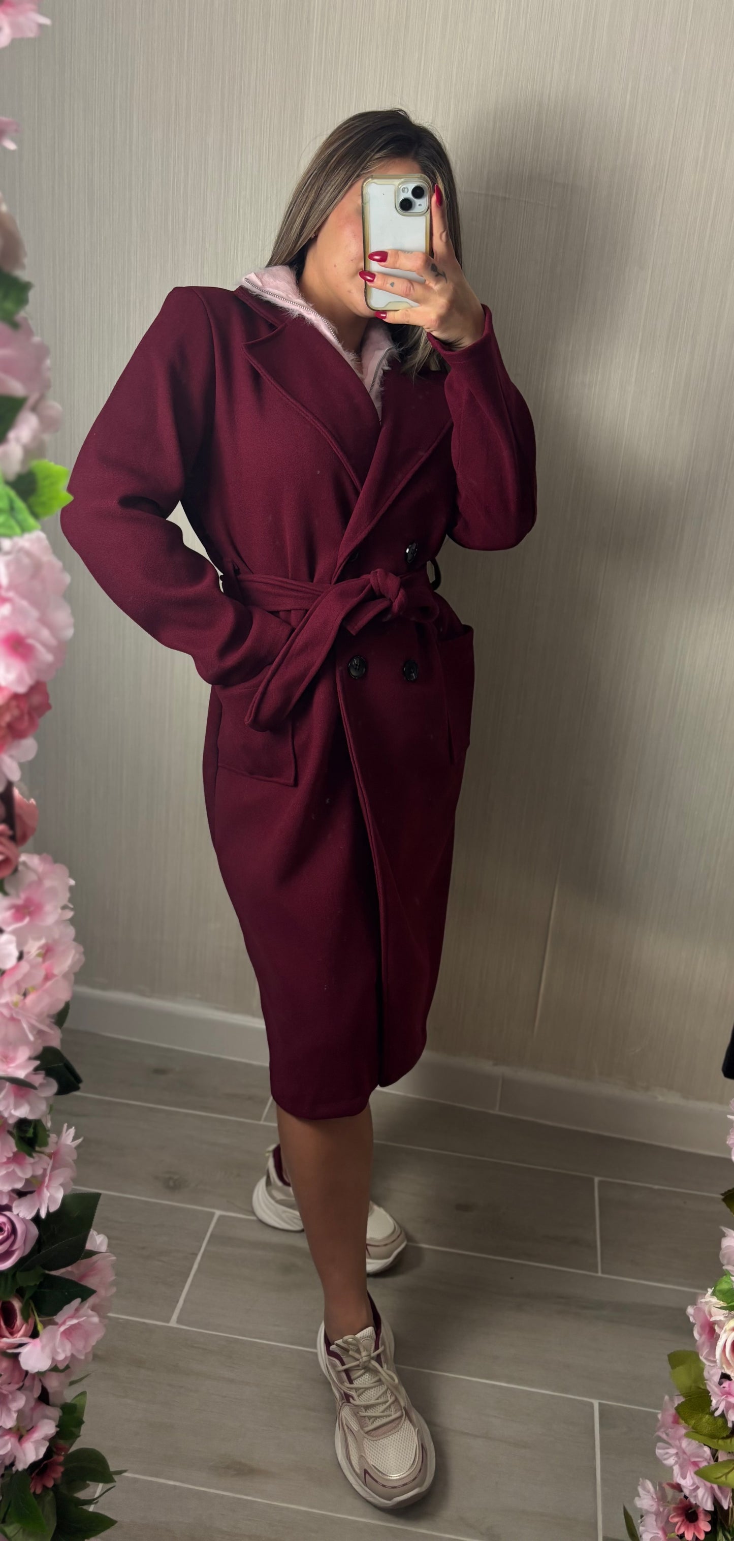 Abrigo paño burdeos