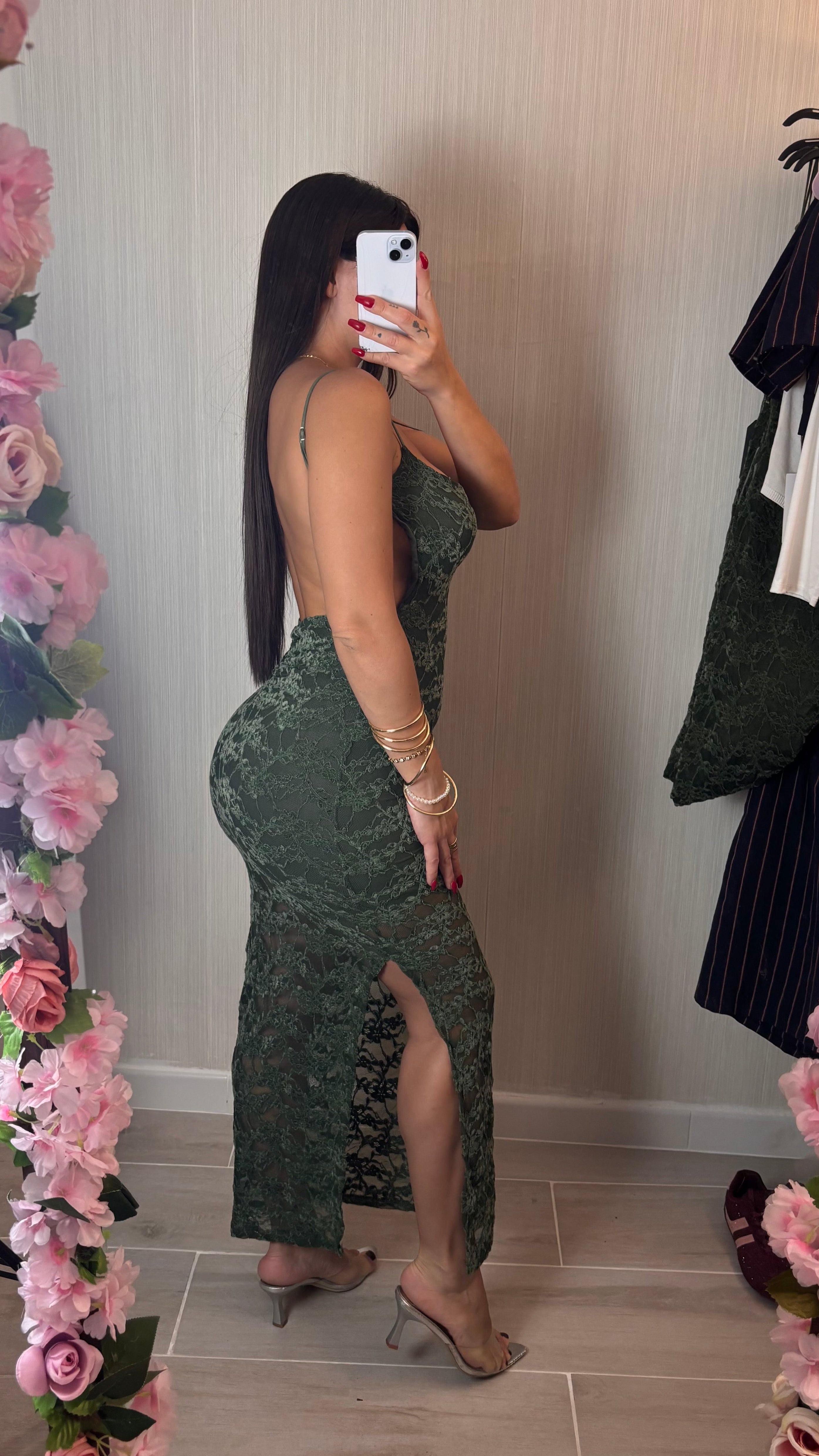 Vestido encaje terciopelo