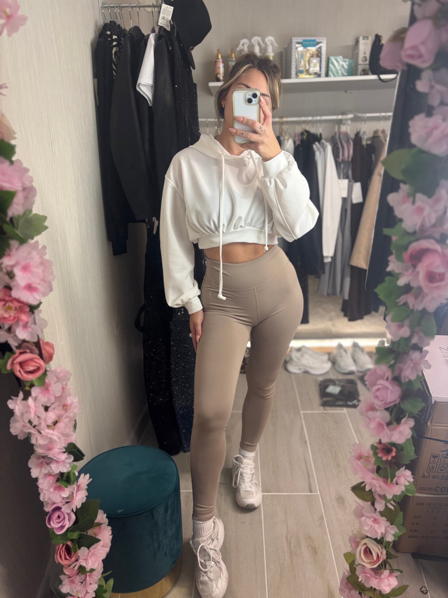 Leggin efecto corazón beige