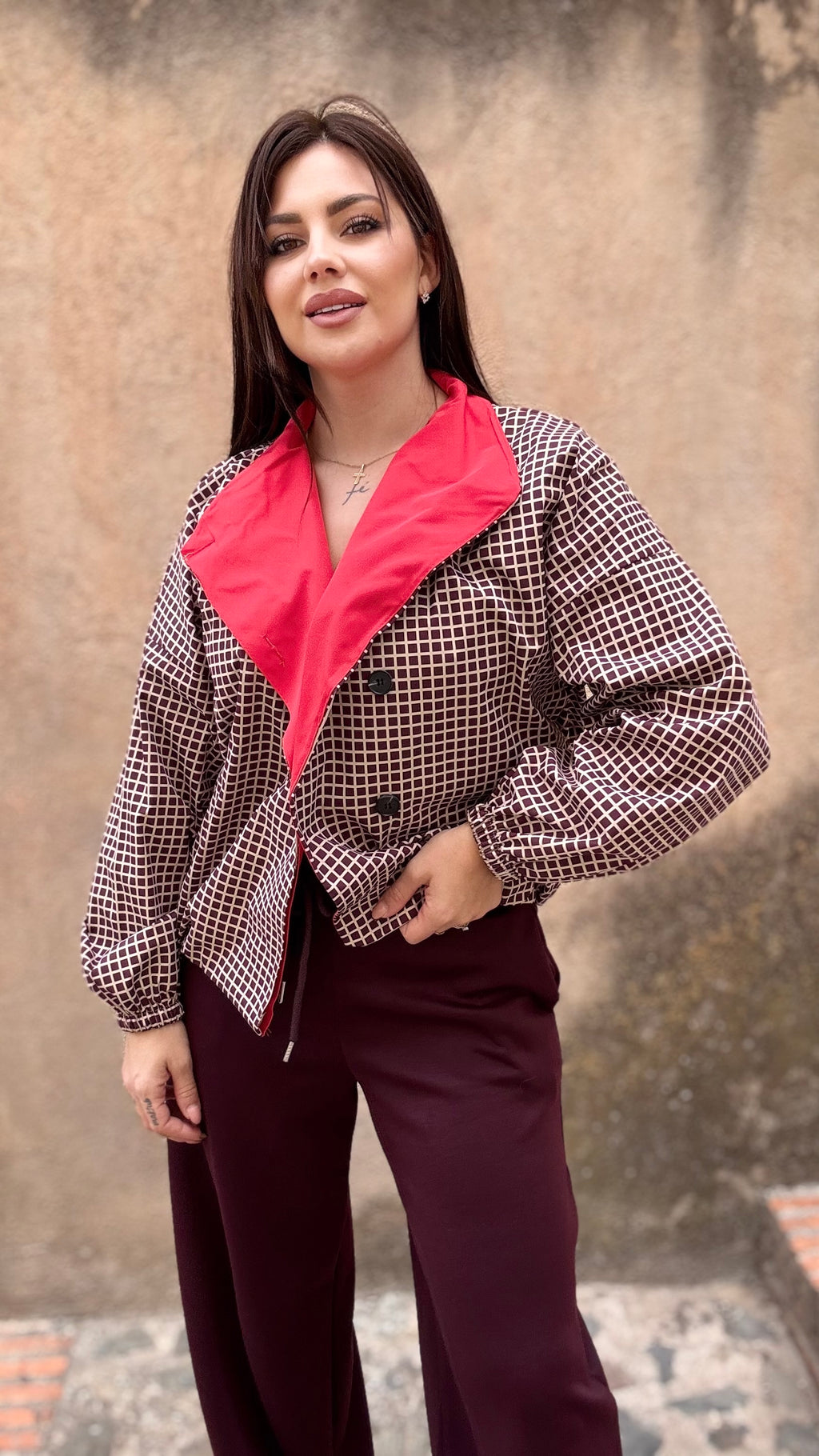 Gabardina Vichy Burdeos