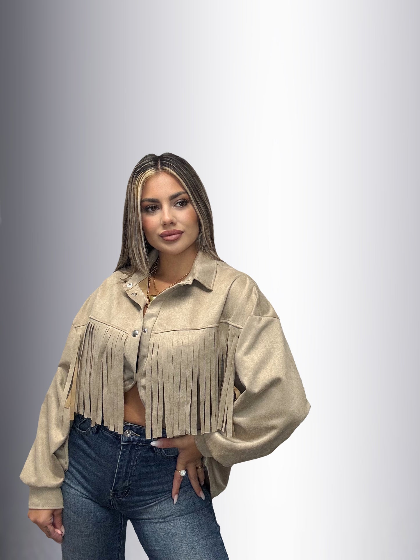 Sobrecamisa flecos efecto ante