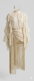 Falda flecos beige