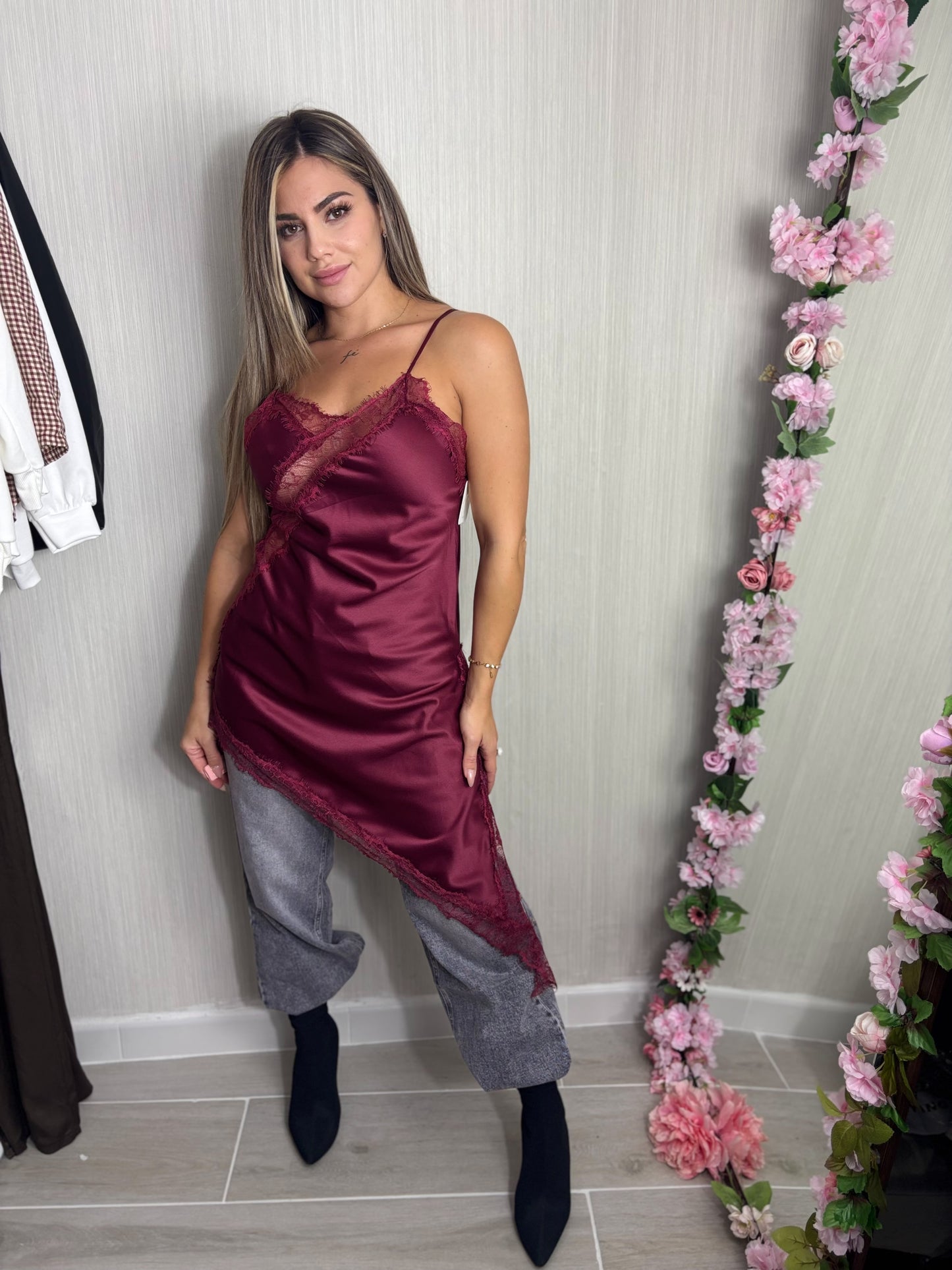 Camisa lencera Burdeos