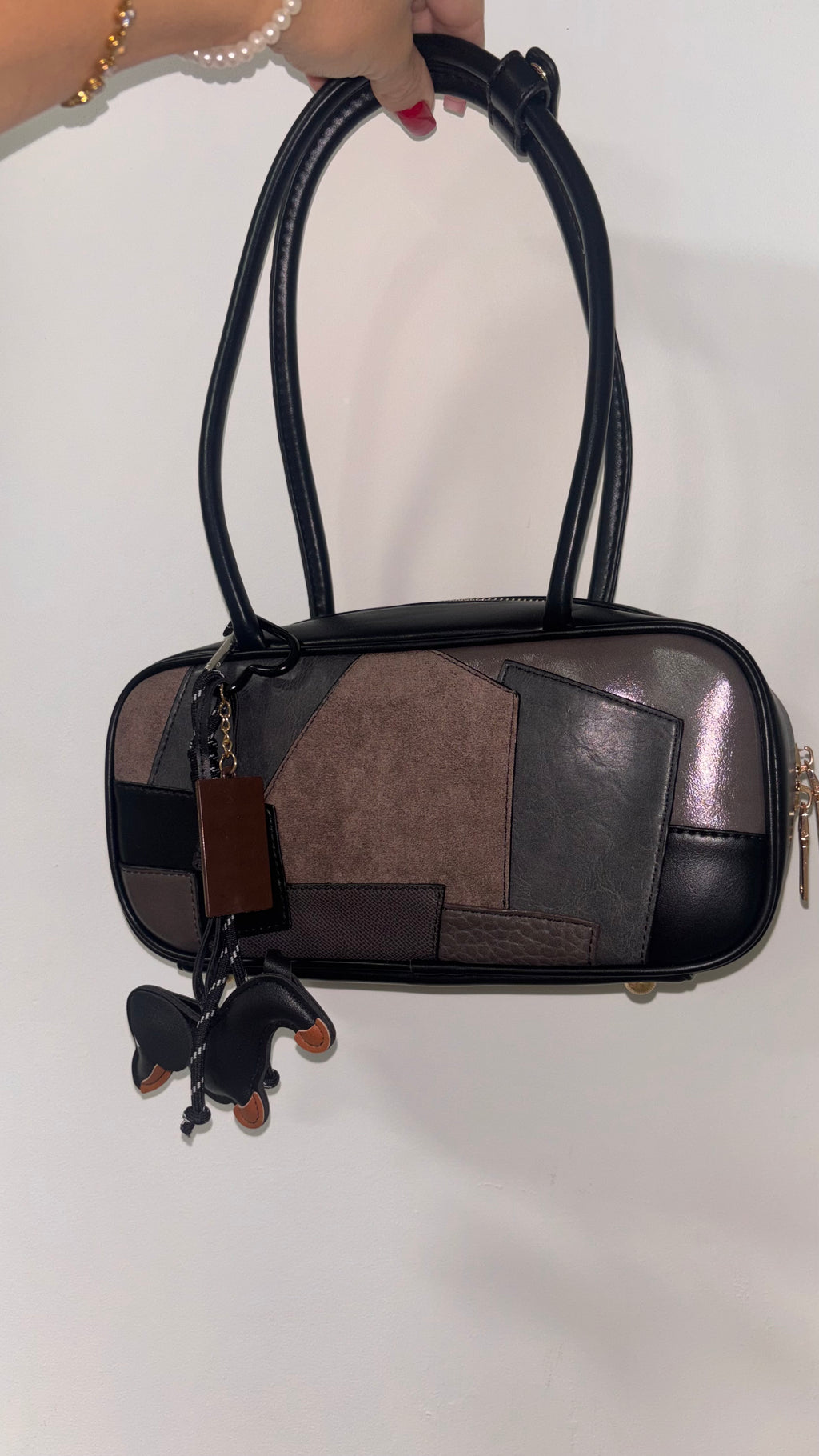 Bolso efecto piel black