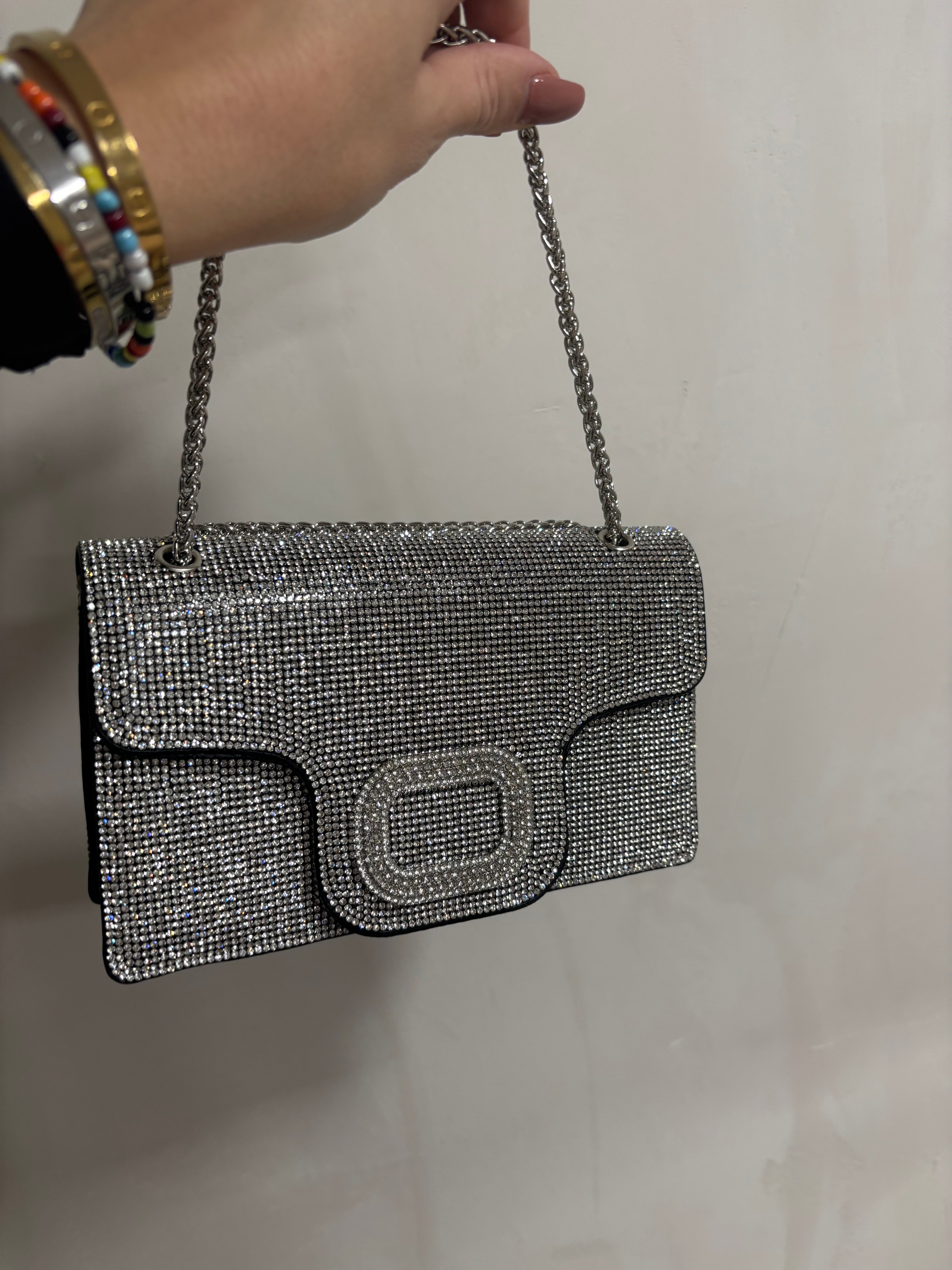 Bolso brillo plata