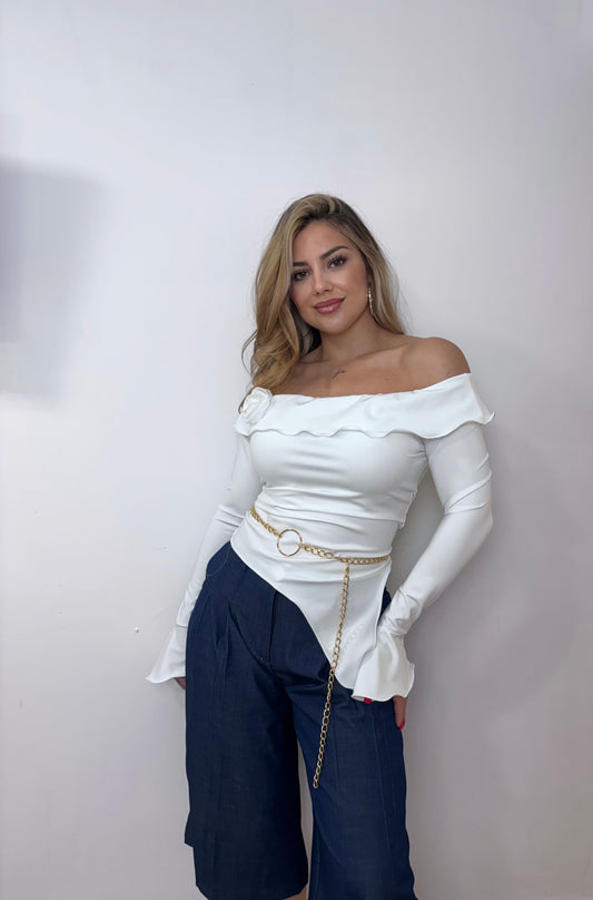 Camiseta flor blanca