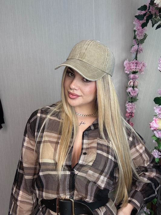 Gorra efecto lavado camel