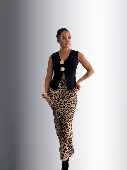 Falda satín animal print