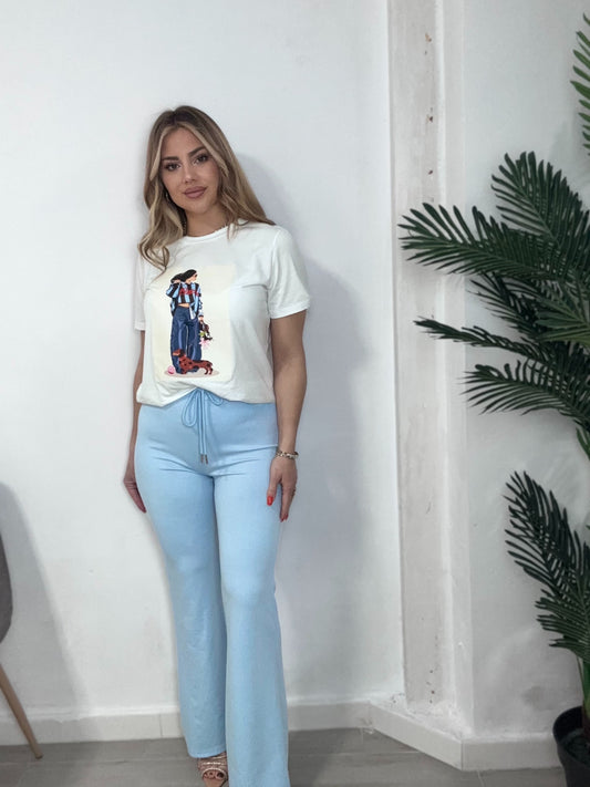 Pantalón casual celeste