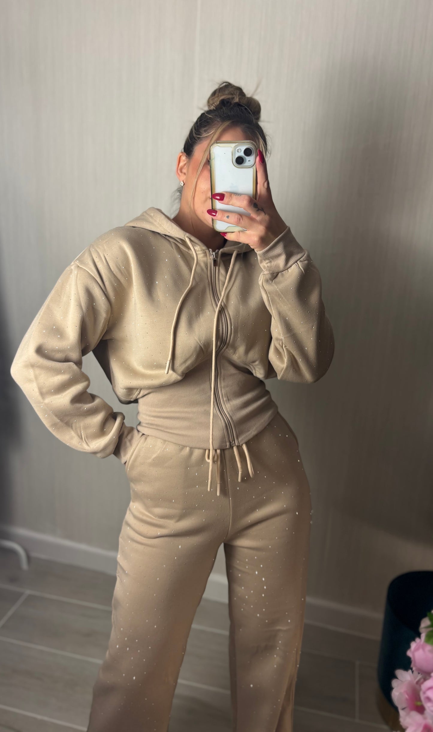 Conjunto brillo beige