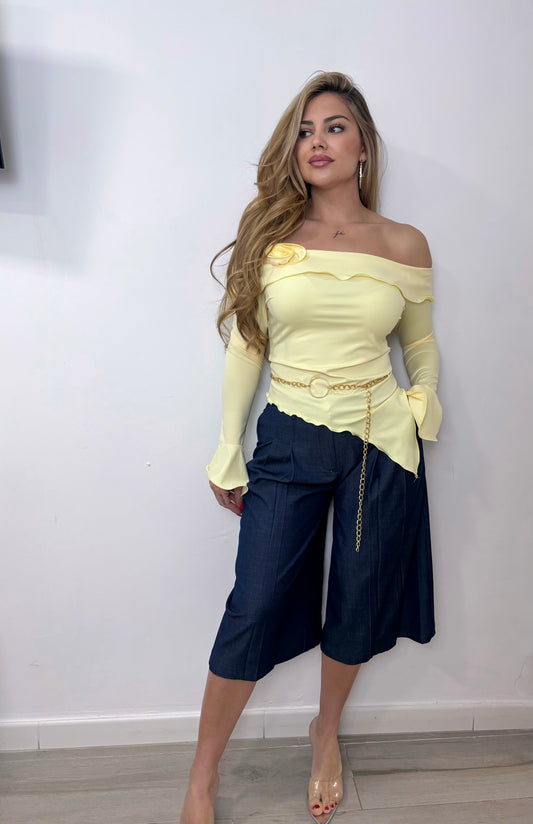 Pantalón Bermuda Denim fluido