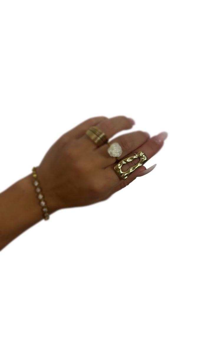 Anillo Halo rectangular