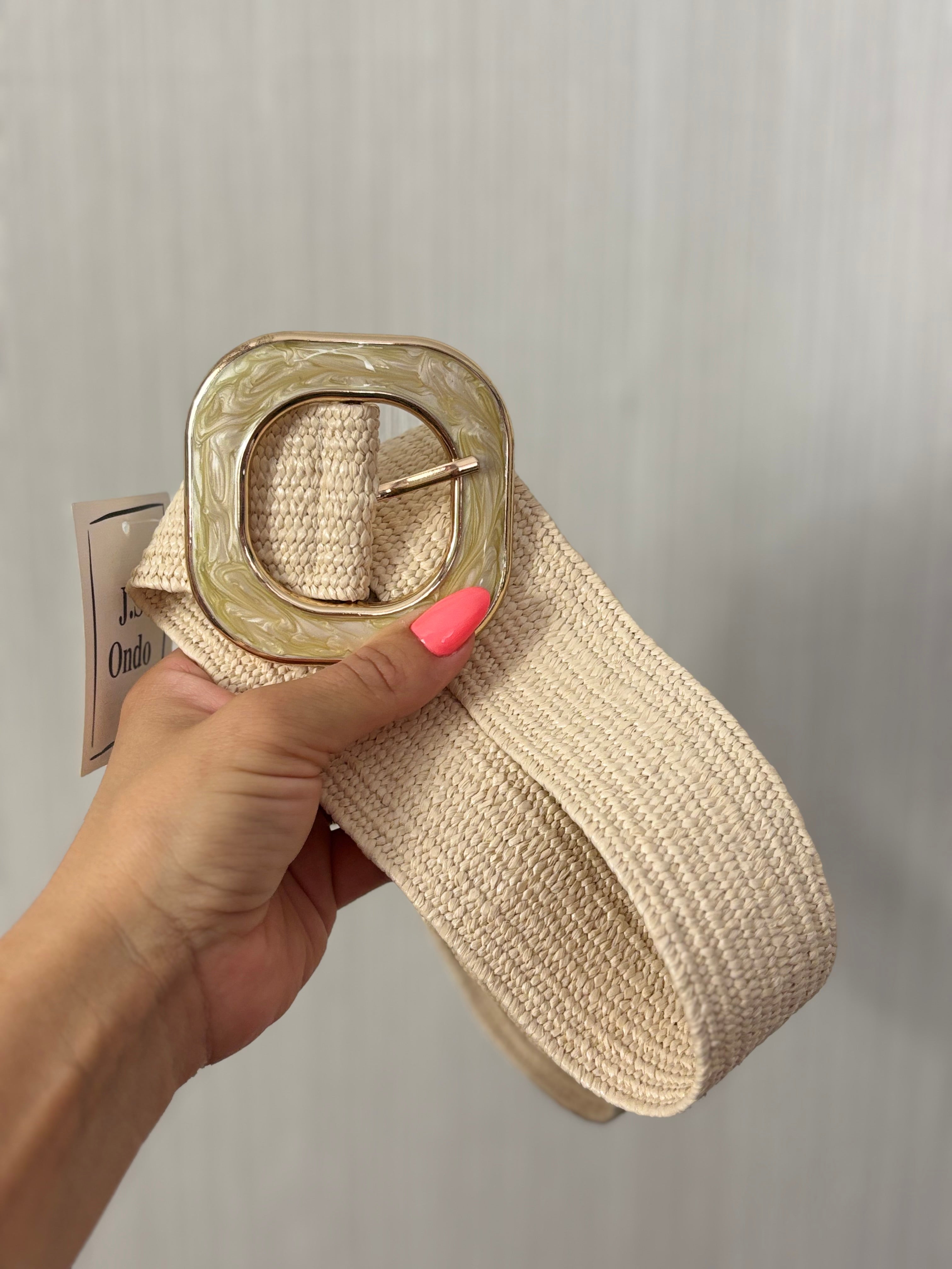 Cinturón rafia Beige