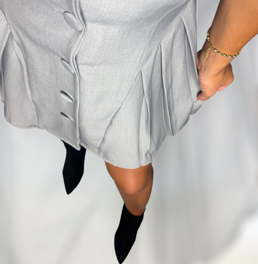 Vestido tablas gris plomo
