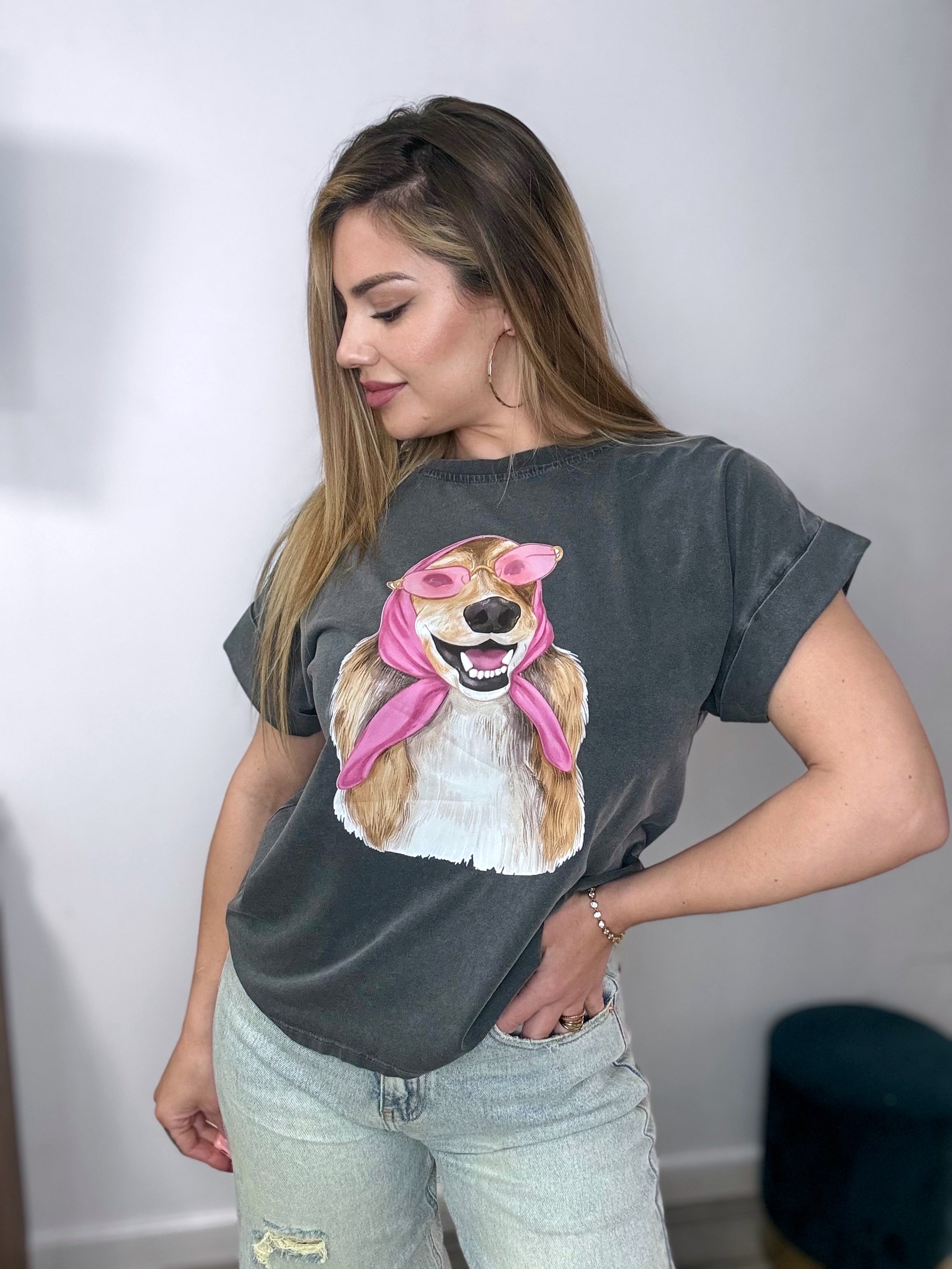 Camiseta dog rosa