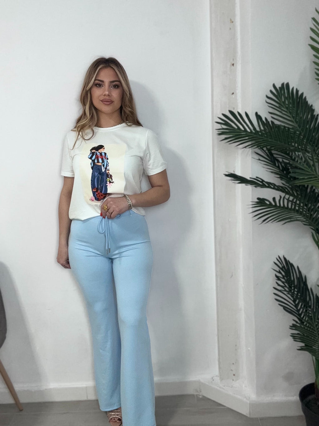 Pantalón casual celeste