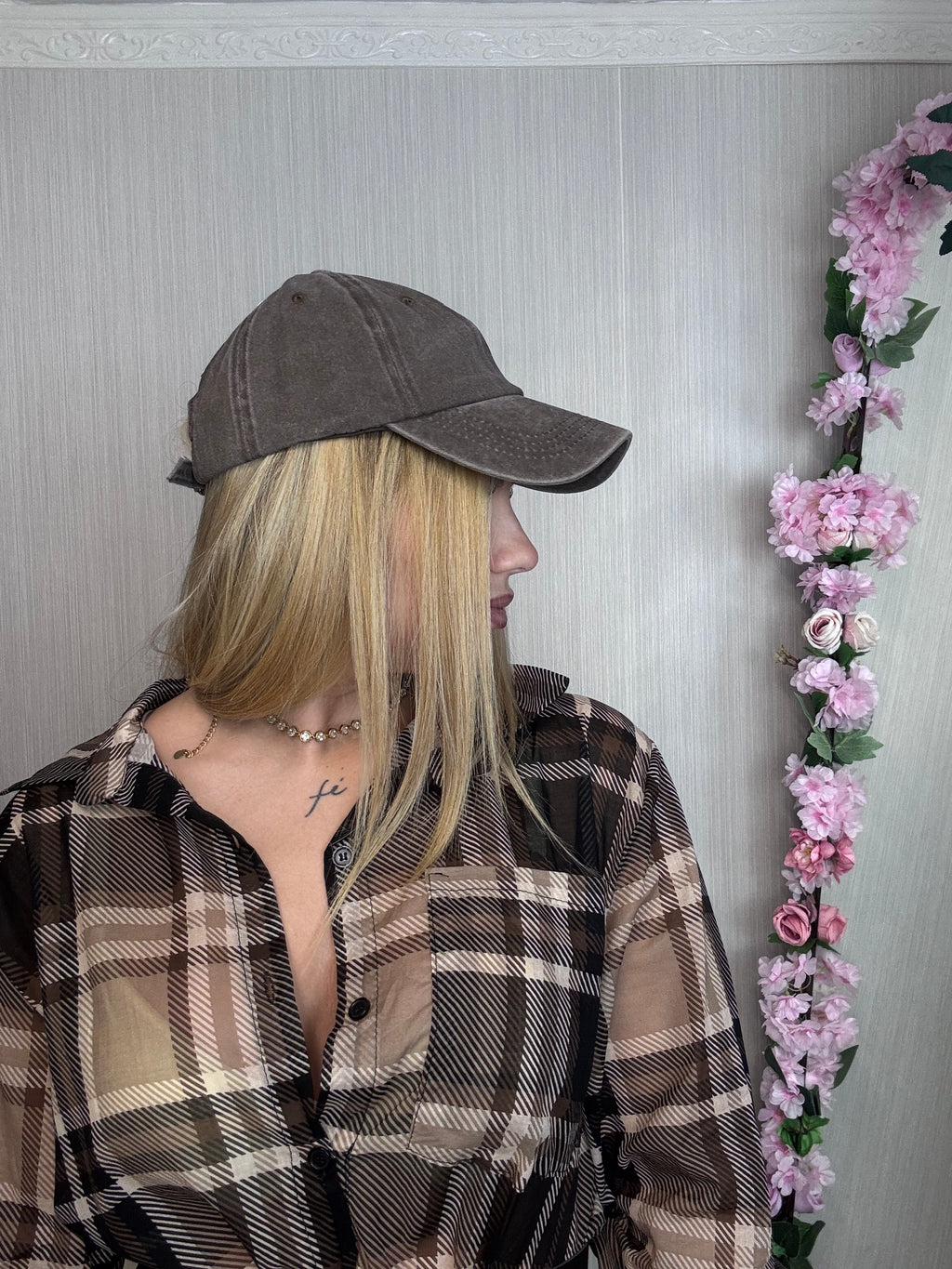 Gorra efecto lavado marrón