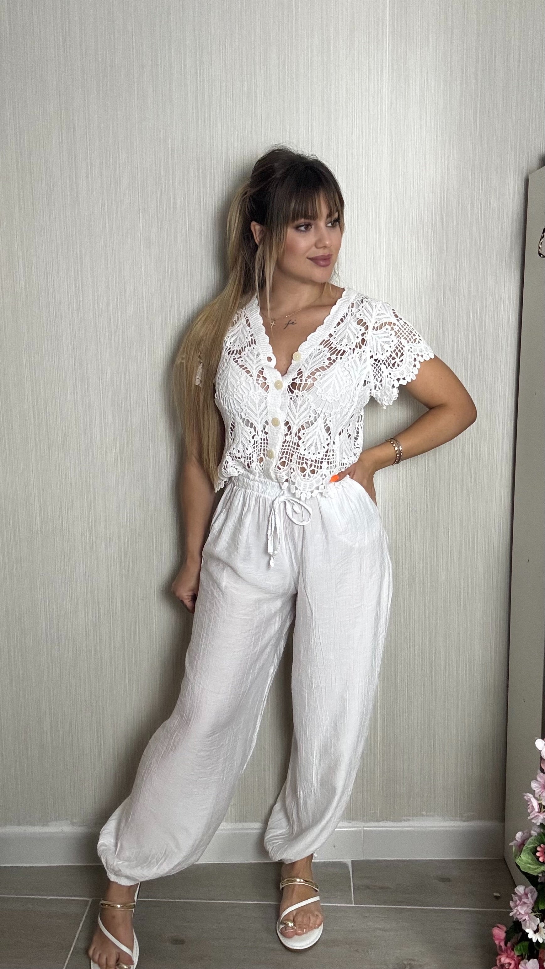 Pantalon globo white
