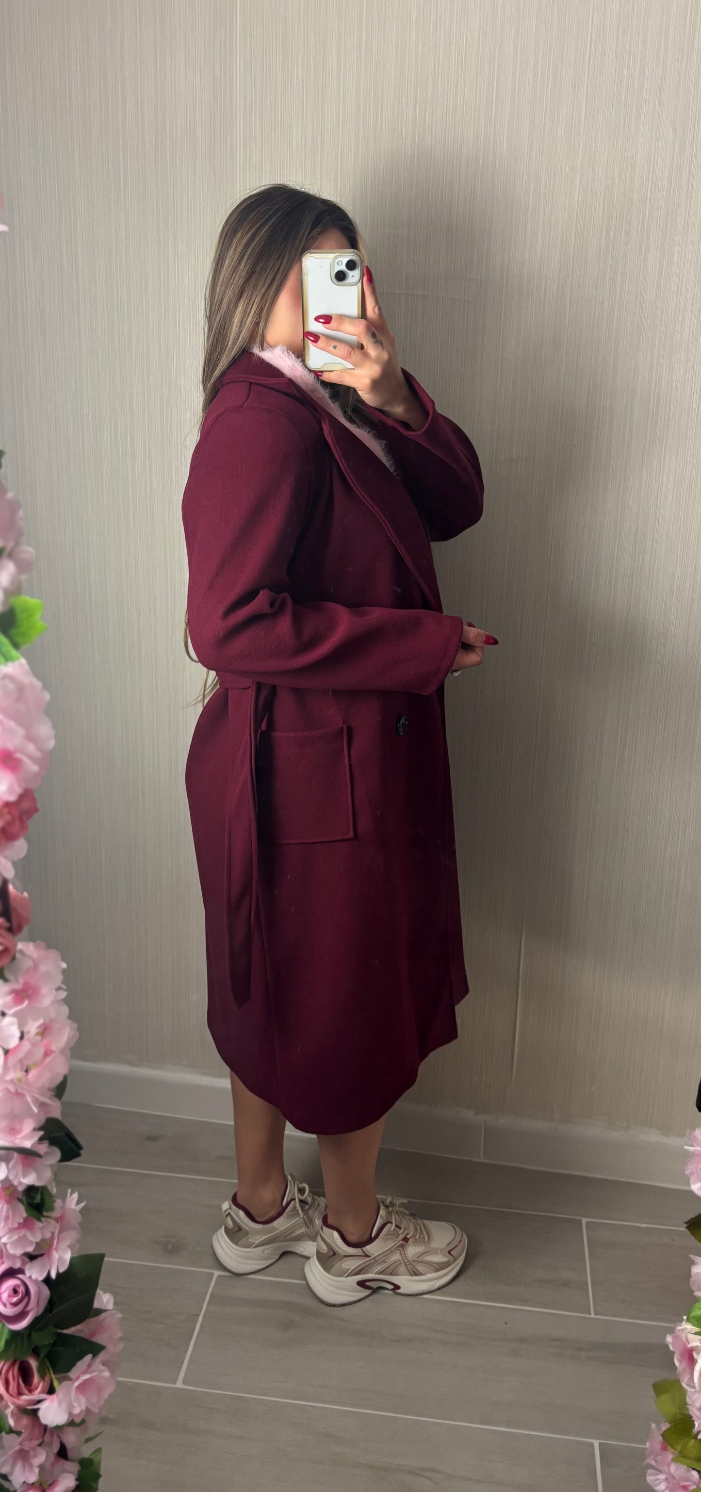 Abrigo paño burdeos